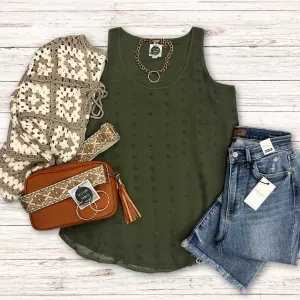 Olive Dot Sleeveless Top S-XL