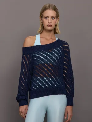 Open Knit Sweater - Navy