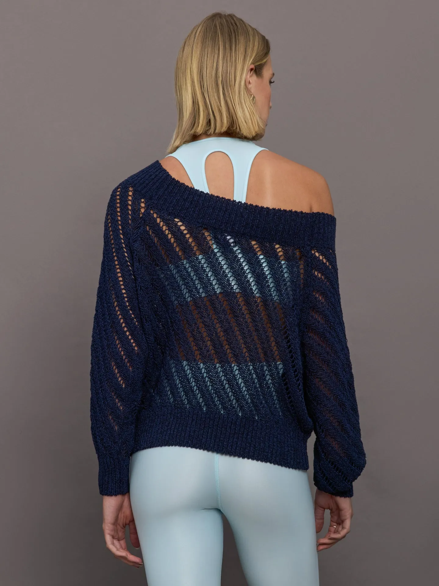 Open Knit Sweater - Navy