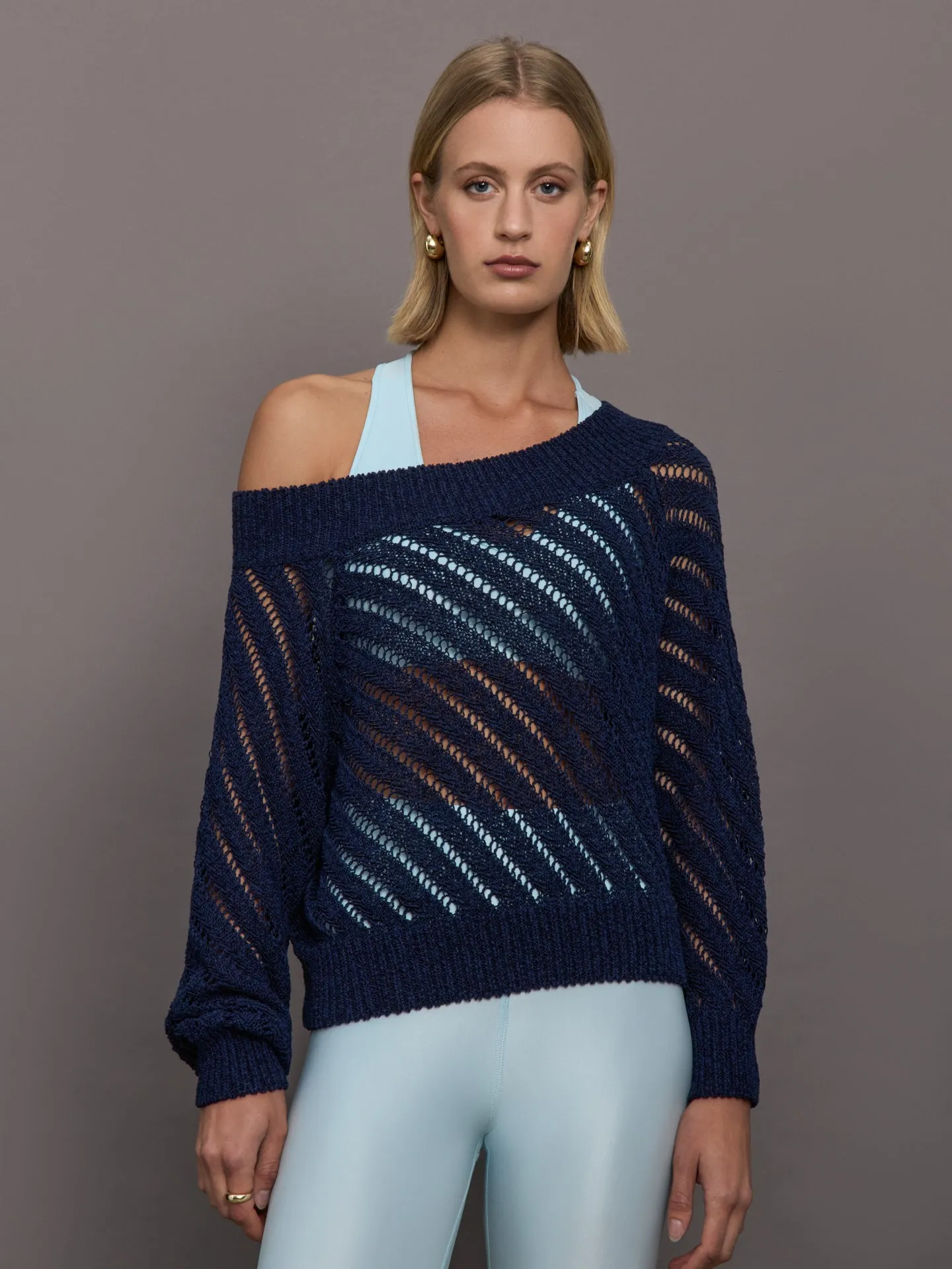Open Knit Sweater - Navy