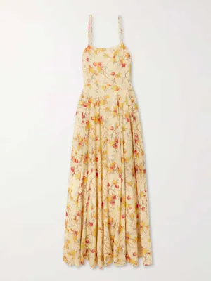 Paloma printed cotton-blend voile maxi dress