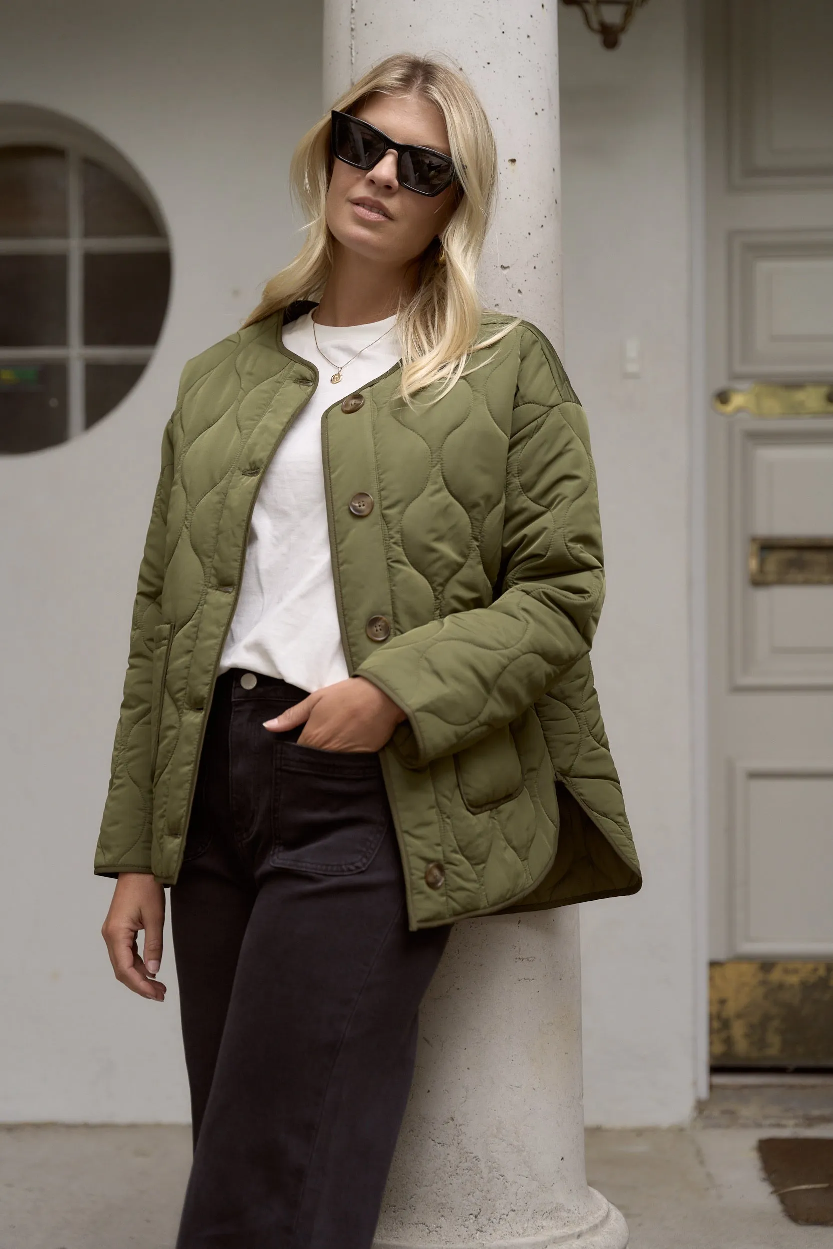 Peak Oversized Padded Shell Jacket - Khaki