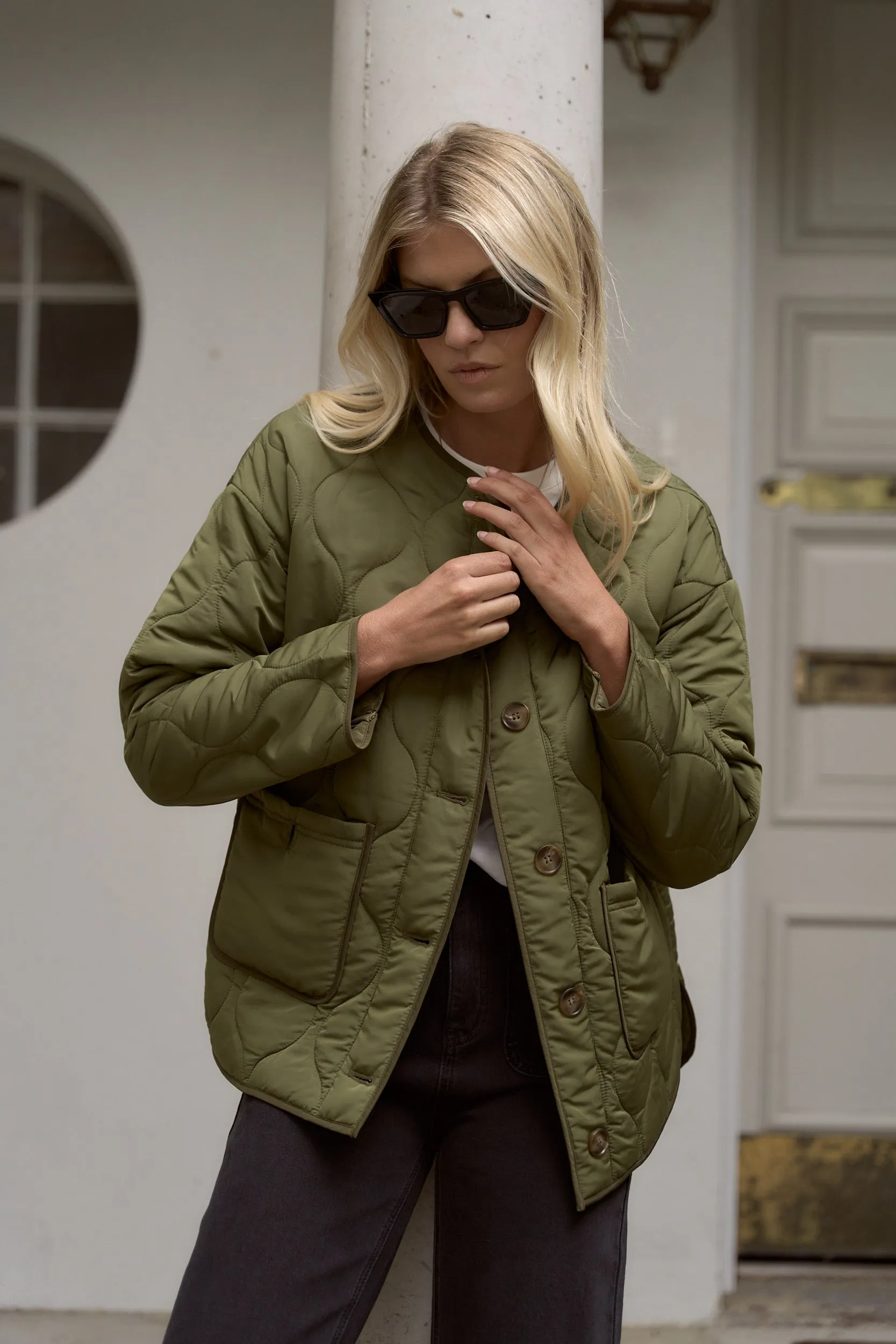 Peak Oversized Padded Shell Jacket - Khaki