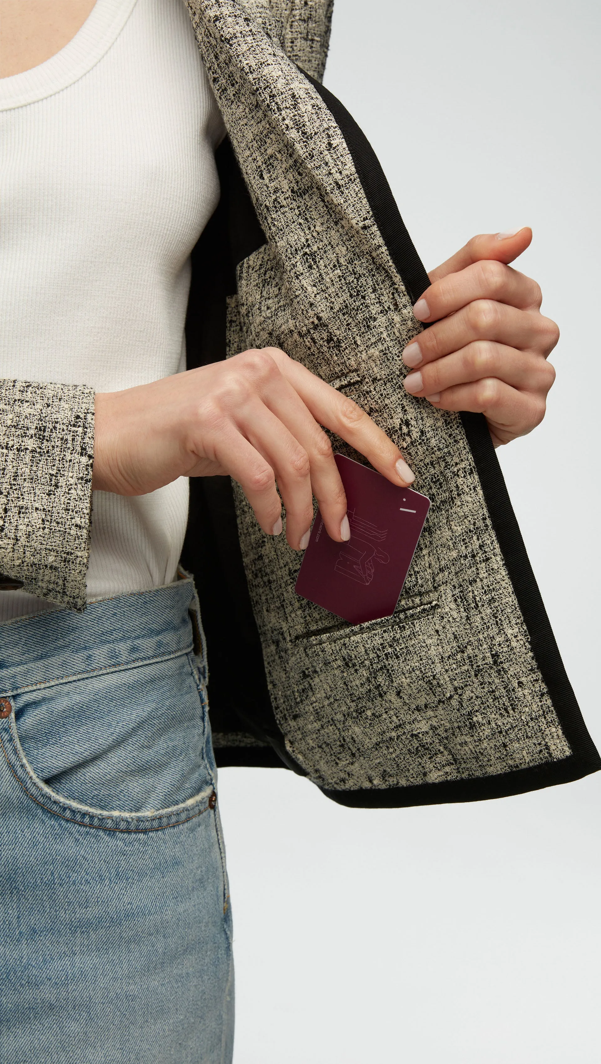 Piped Blazer in Spring Tweed | Ivory/Black Multi