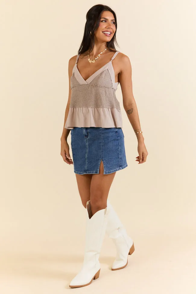 Plain and Simple Tan Knit Tank