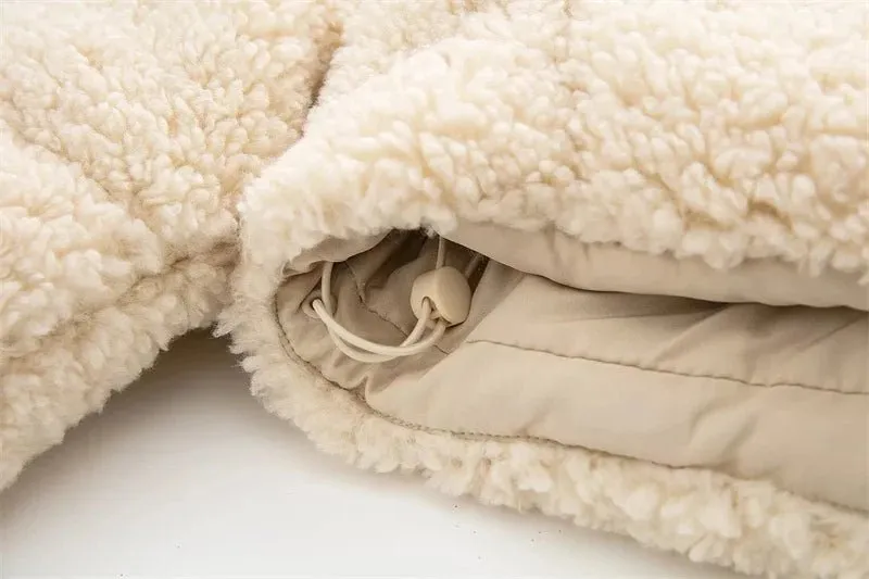 Pre Order:  Fleece Stand Collar Short Padded Jacket