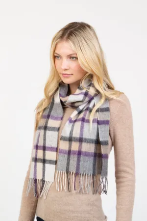 Princeton Check Lambswool Scarf - Lavender