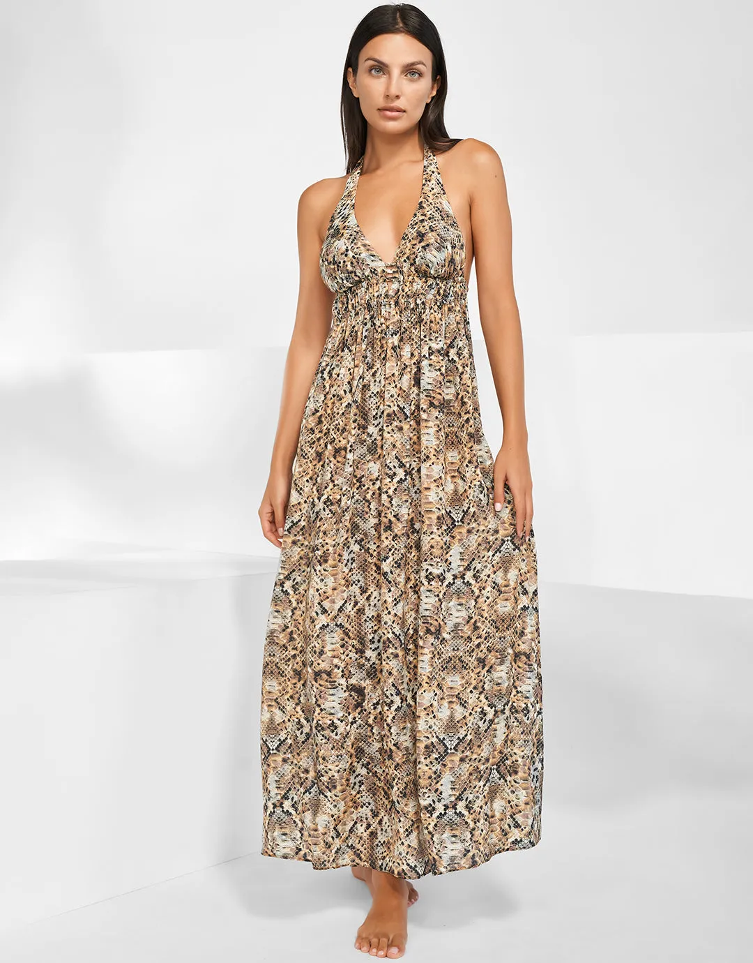 Serpent Maxi Halter Dress - Python