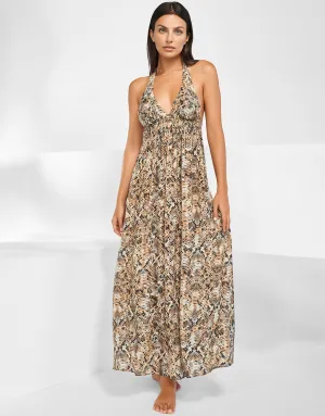 Serpent Maxi Halter Dress - Python