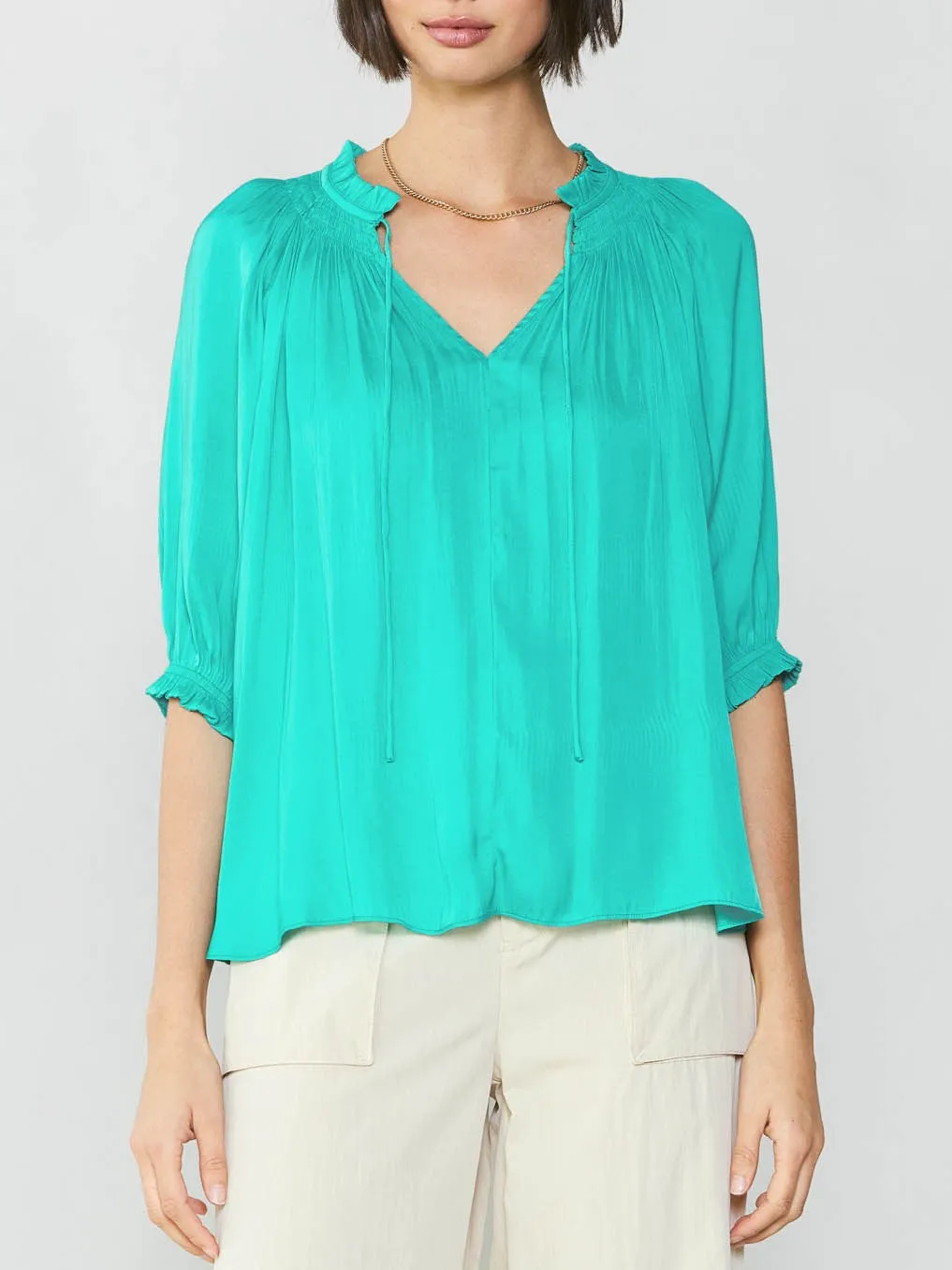 Short Sleeve Tie Front Top
