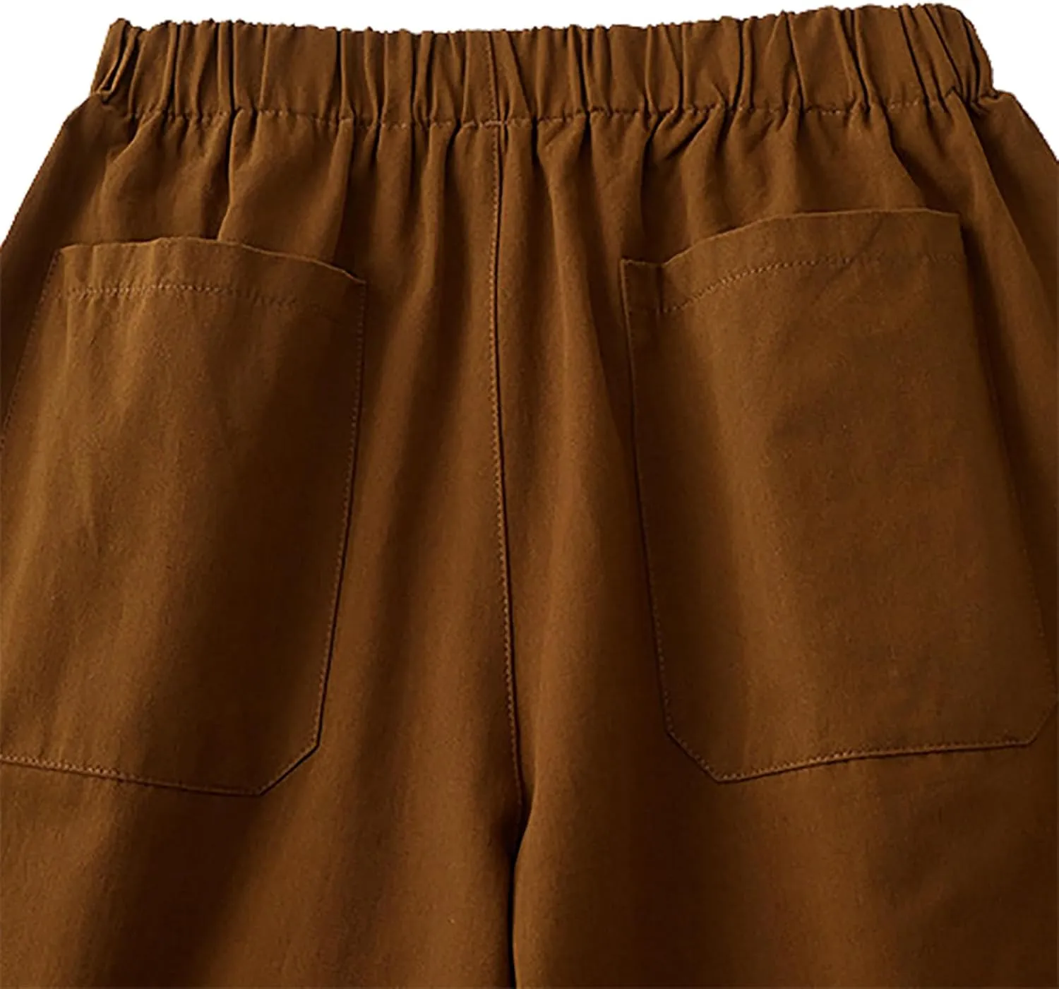 Shorts for Women High Waisted Dressy Casual Cotton Comfy Elastic Wasited Pleated Summer Lounge Shorts with Pocket
