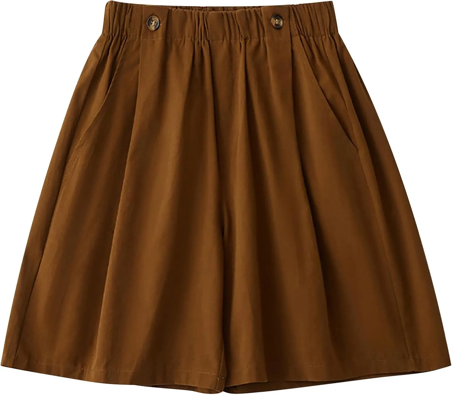 Shorts for Women High Waisted Dressy Casual Cotton Comfy Elastic Wasited Pleated Summer Lounge Shorts with Pocket