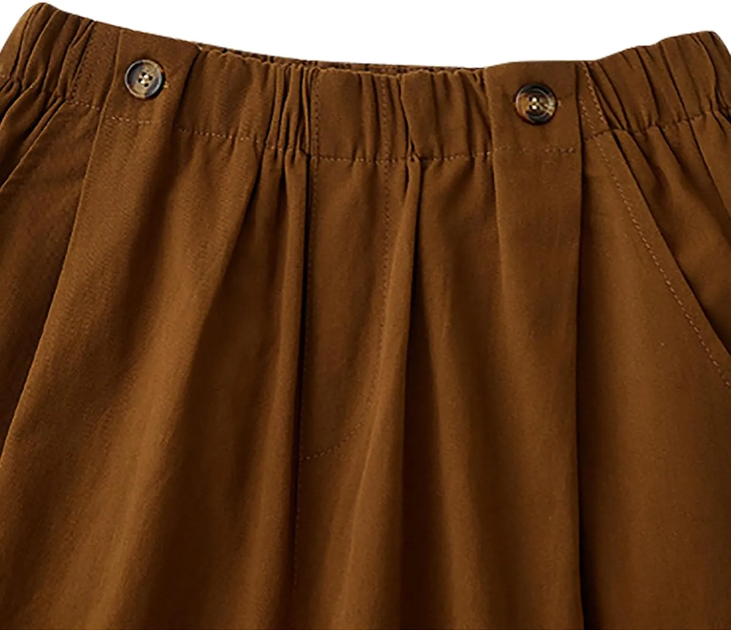 Shorts for Women High Waisted Dressy Casual Cotton Comfy Elastic Wasited Pleated Summer Lounge Shorts with Pocket