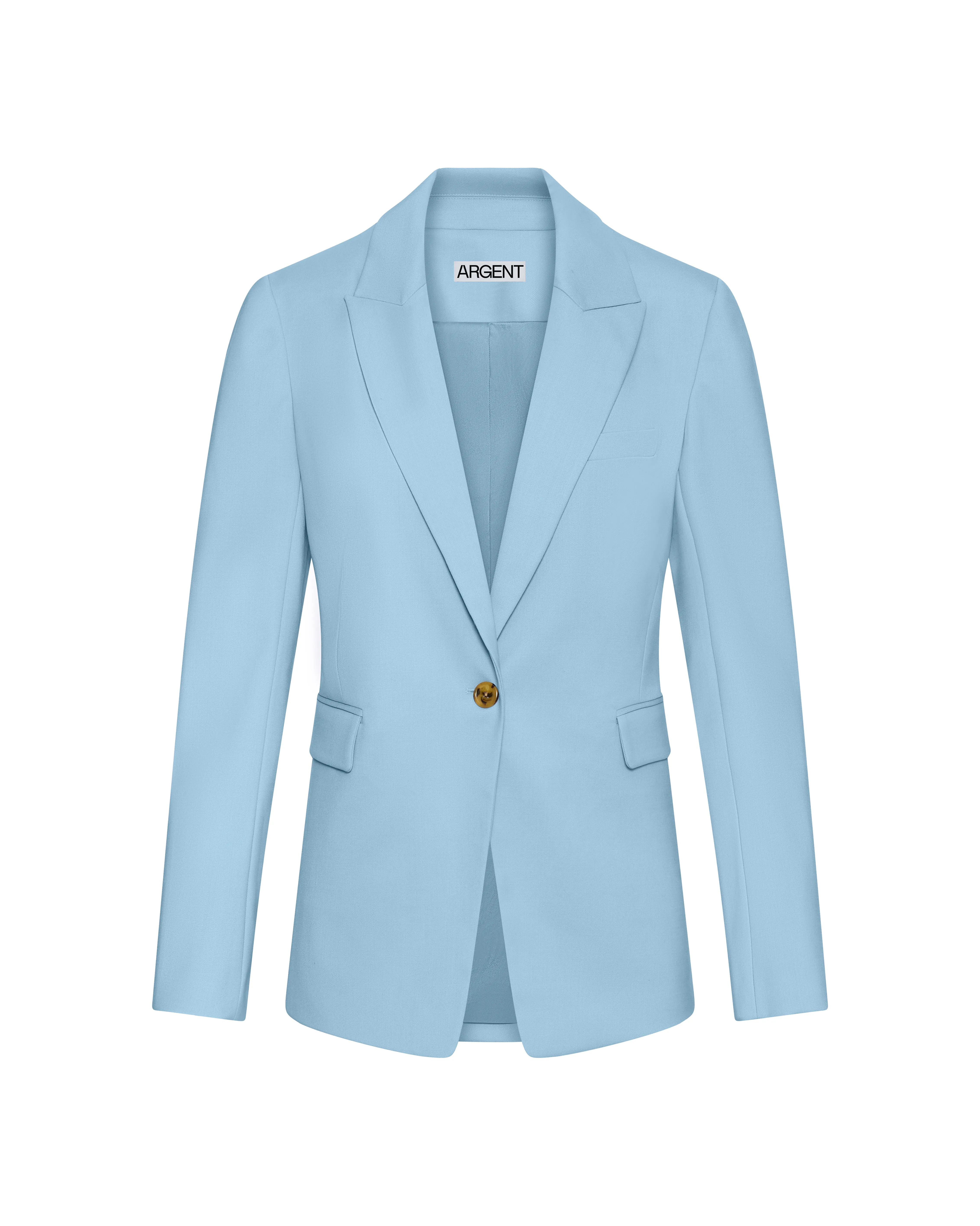 Single Button Blazer in Seasonless Wool | Sky