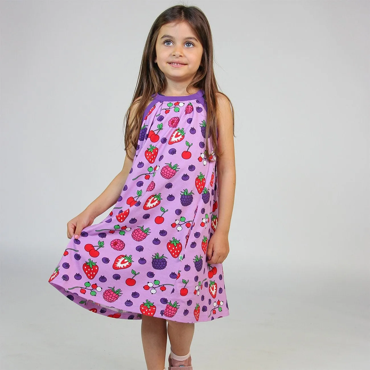 Småfolk Violet Tulle Sleeveless Dress With Berries