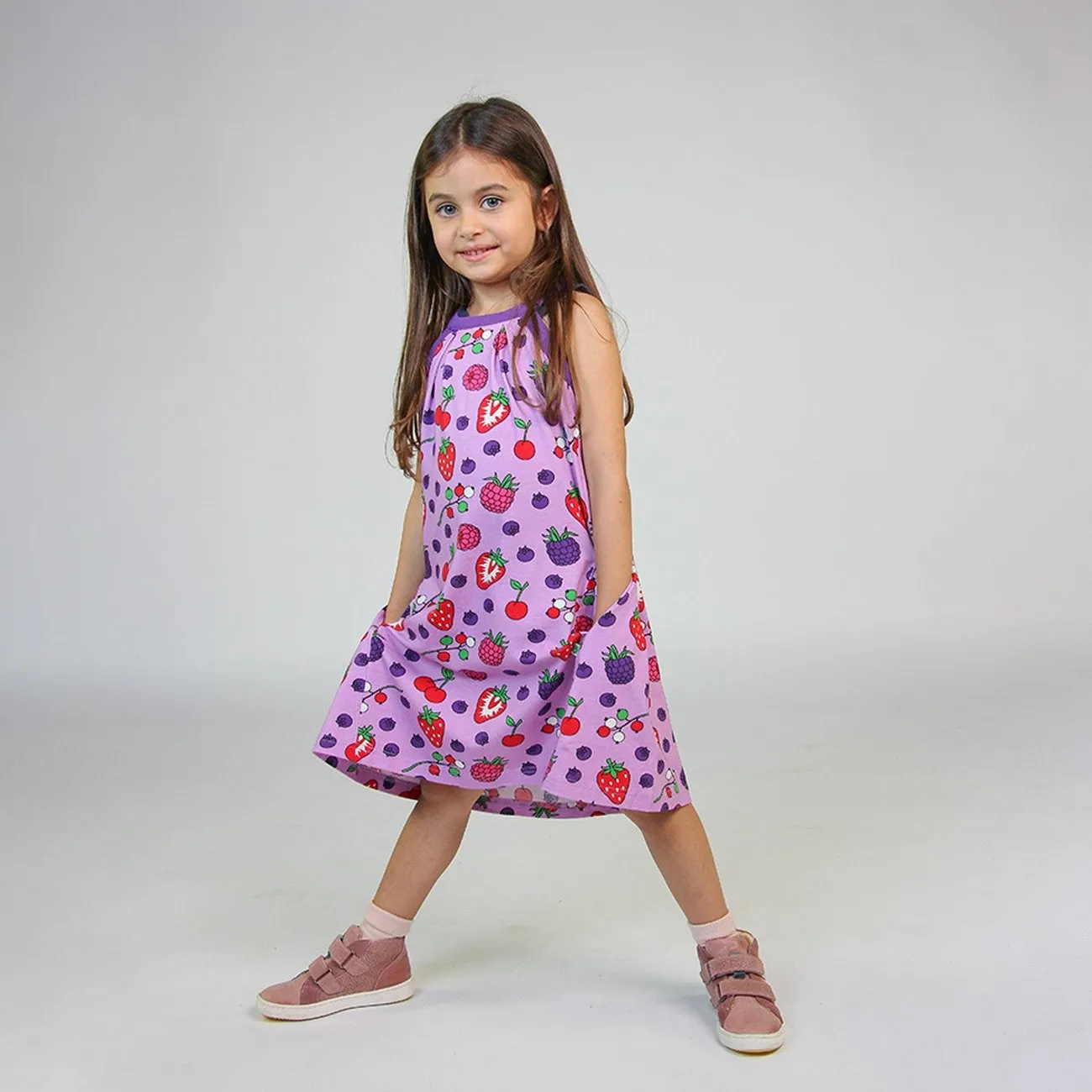 Småfolk Violet Tulle Sleeveless Dress With Berries