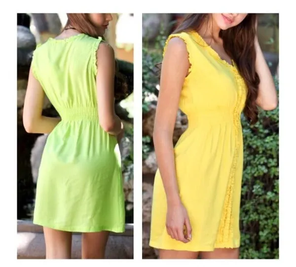 Smocked Waist Sleeveless Dress with Shirred Front
