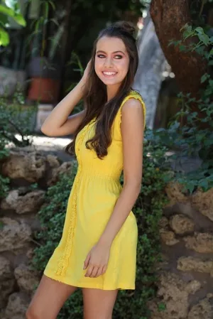 Smocked Waist Sleeveless Dress with Shirred Front