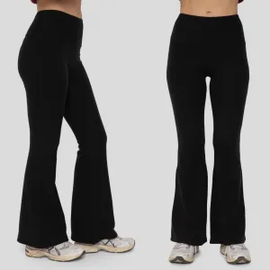 Soft Fleece Flared Pants - Black
