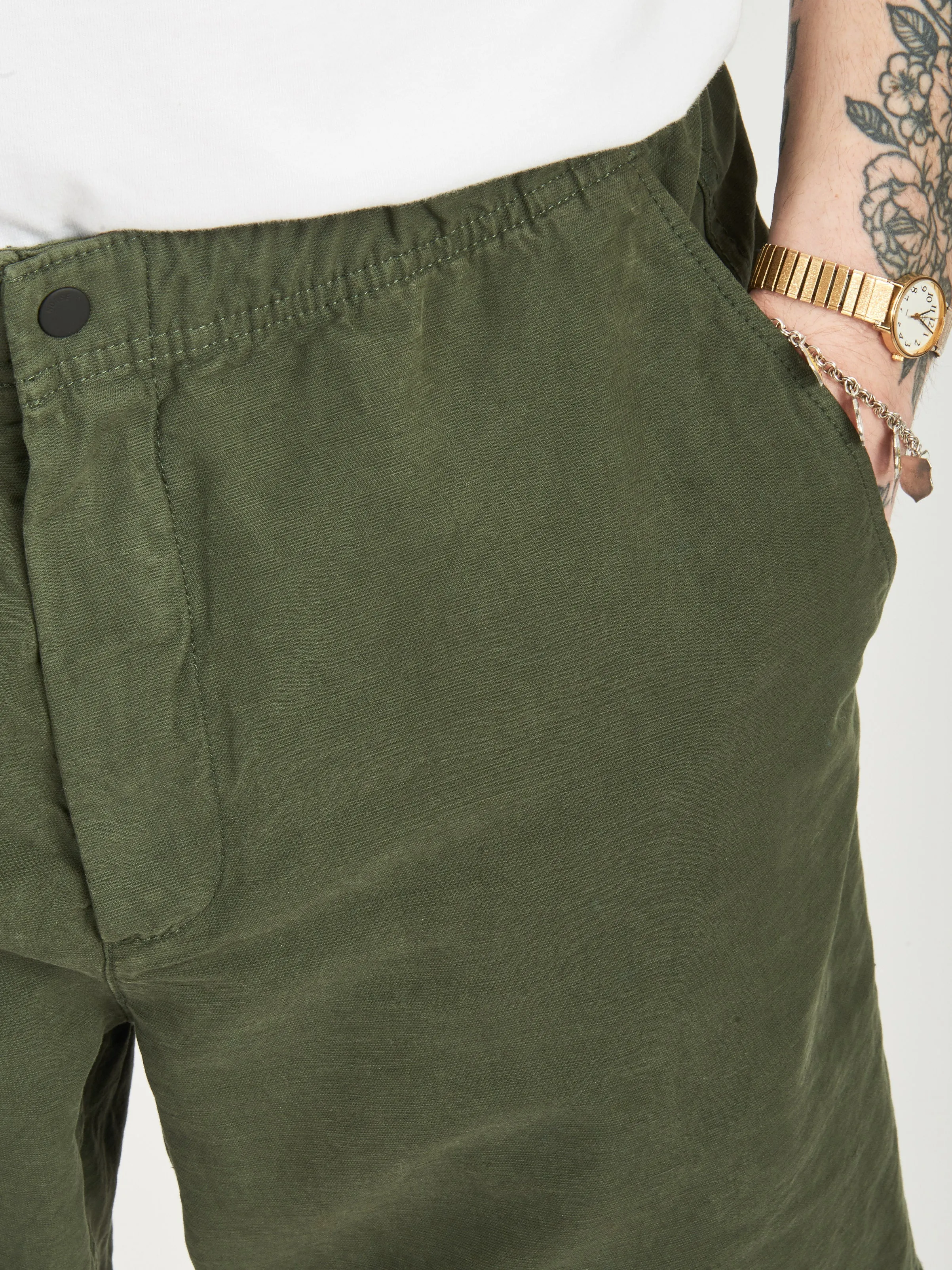 Spruce Green Ezra Relaxed Cotton Linen Short