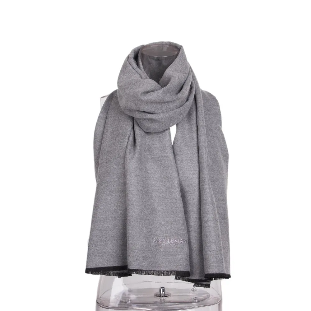Suzy Levian Women's Classic Light Heather Grey Soft Scarf