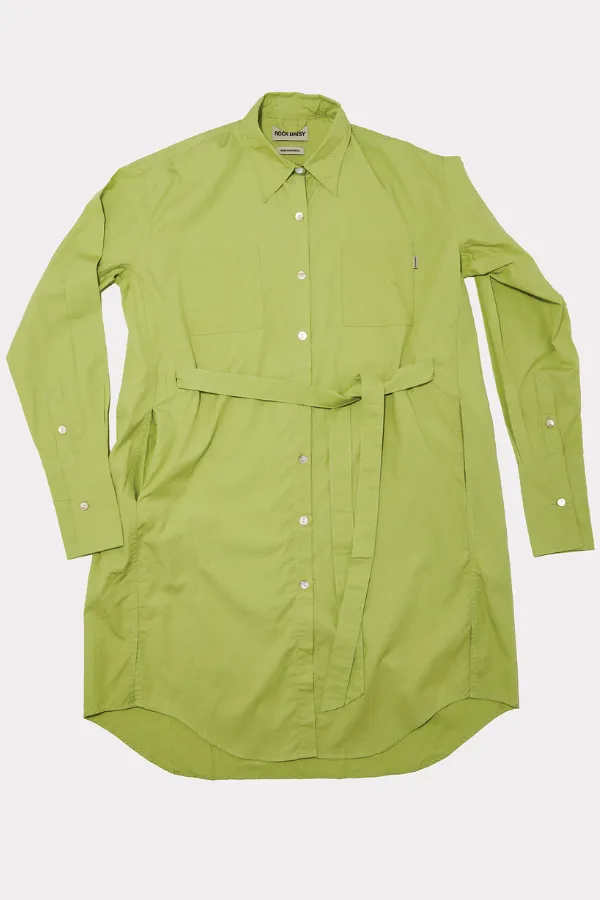Tasha Oversized Belted Shirt Dress In Green
