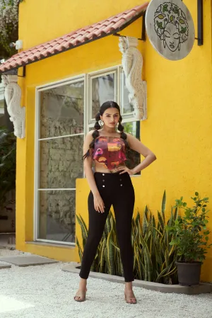 The Conscious Closet  By The Sunset Printed Bandana Top in Bemberg Satin