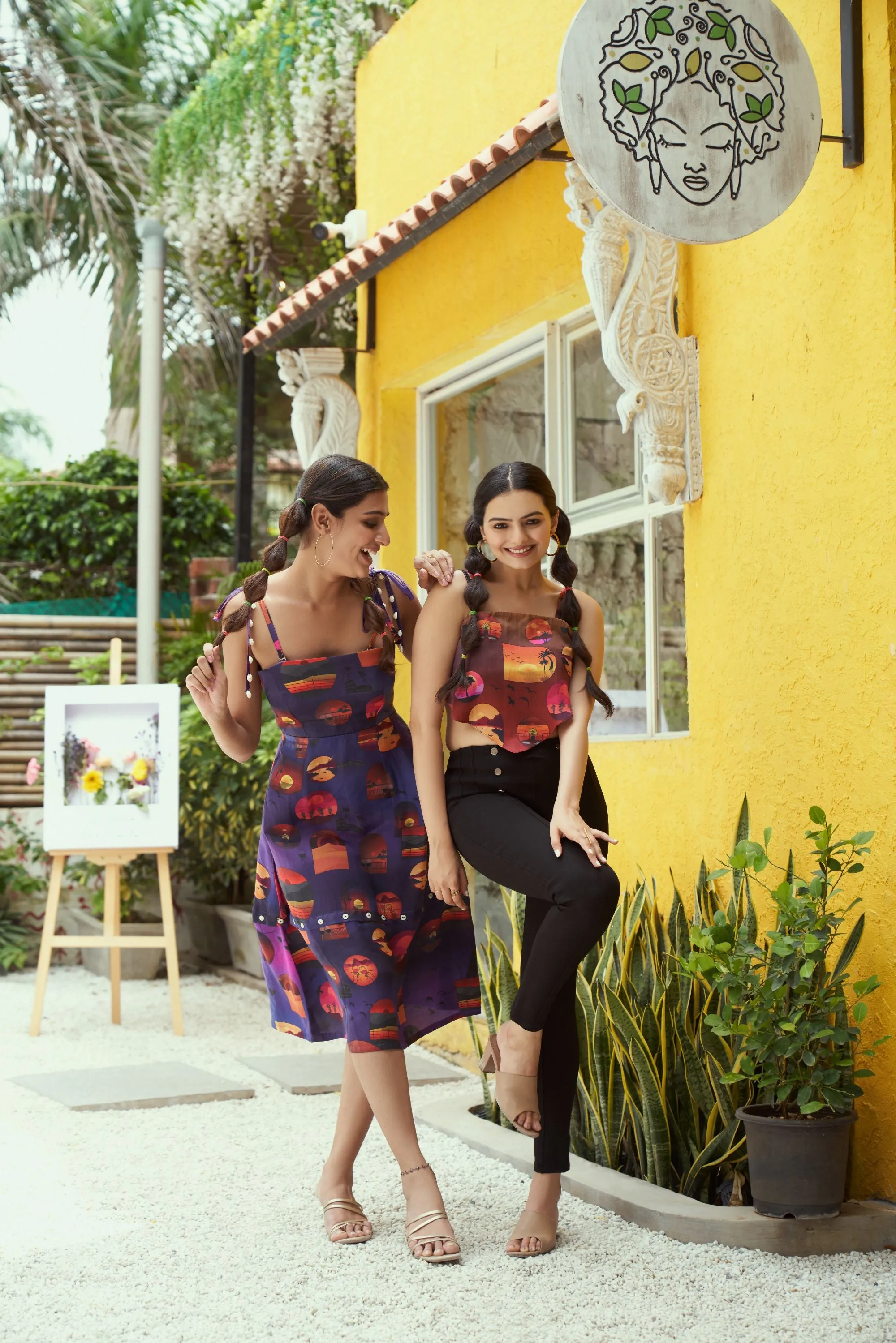 The Conscious Closet  By The Sunset Printed Bandana Top in Bemberg Satin