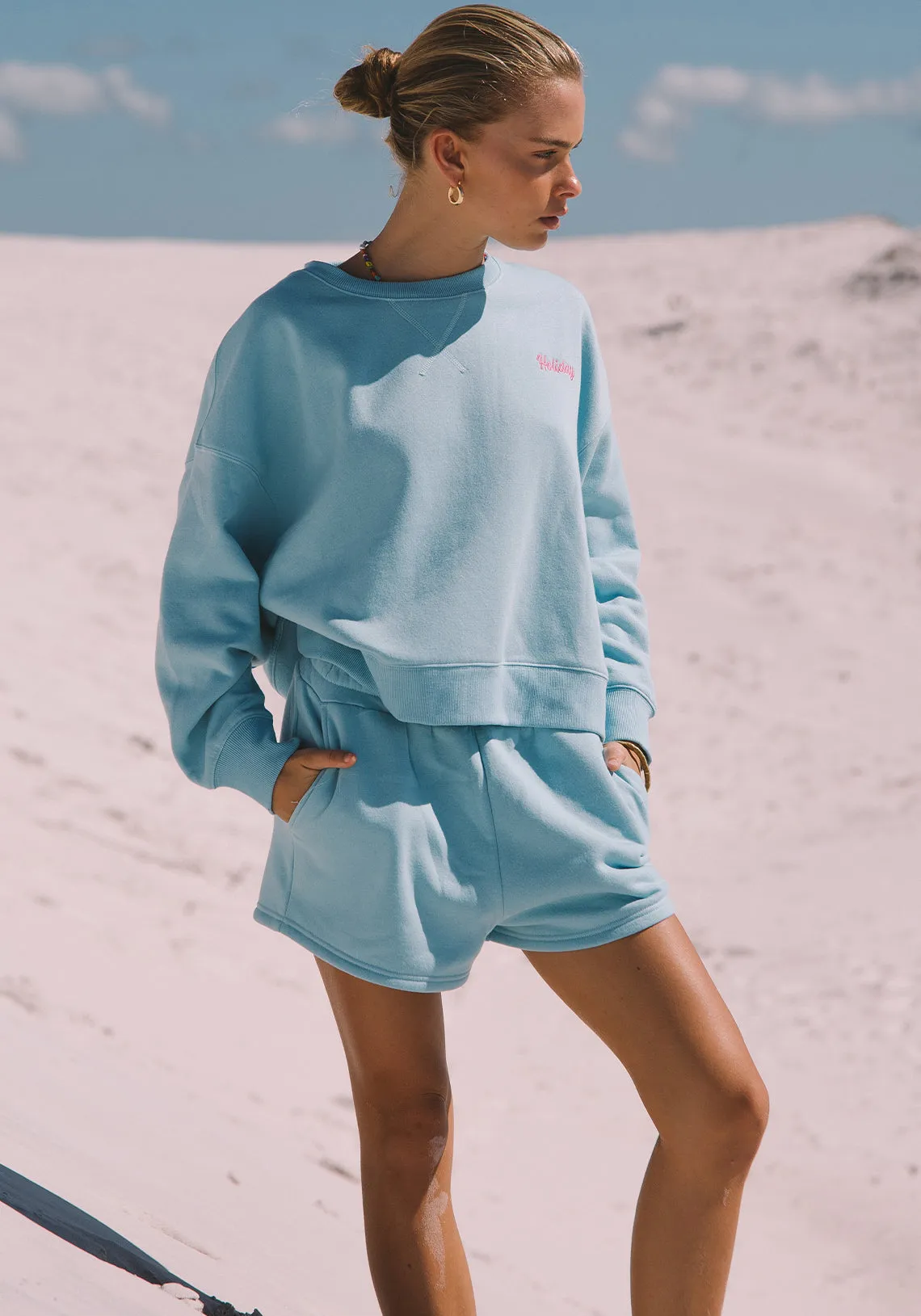 THE HOLIDAY FLEECE SHORT AQUA
