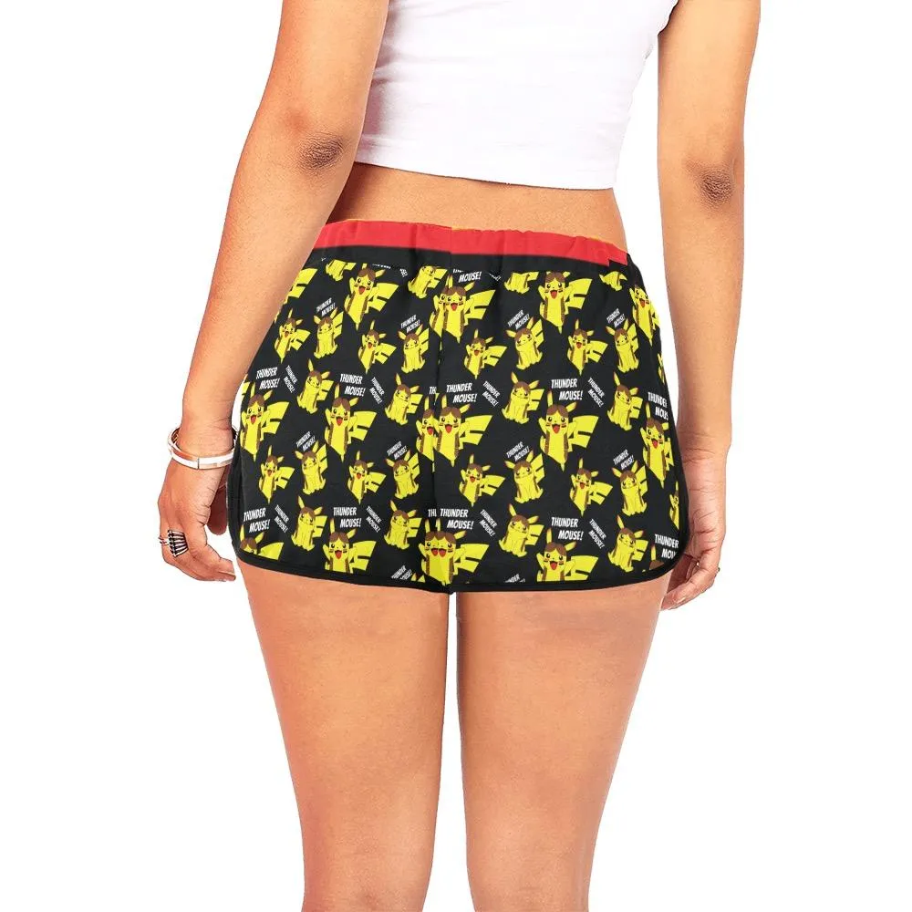 Thunder Mouse Shorts Black Women's Relaxed Shorts