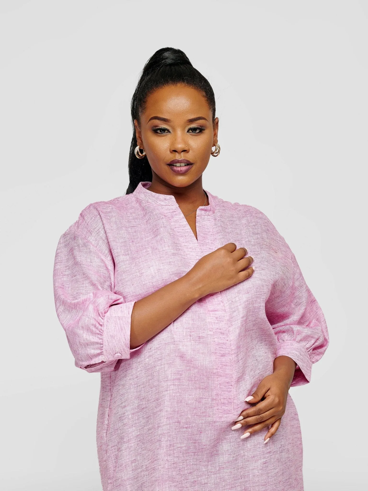 Tuli Nuru Shirt Dress - Lilac