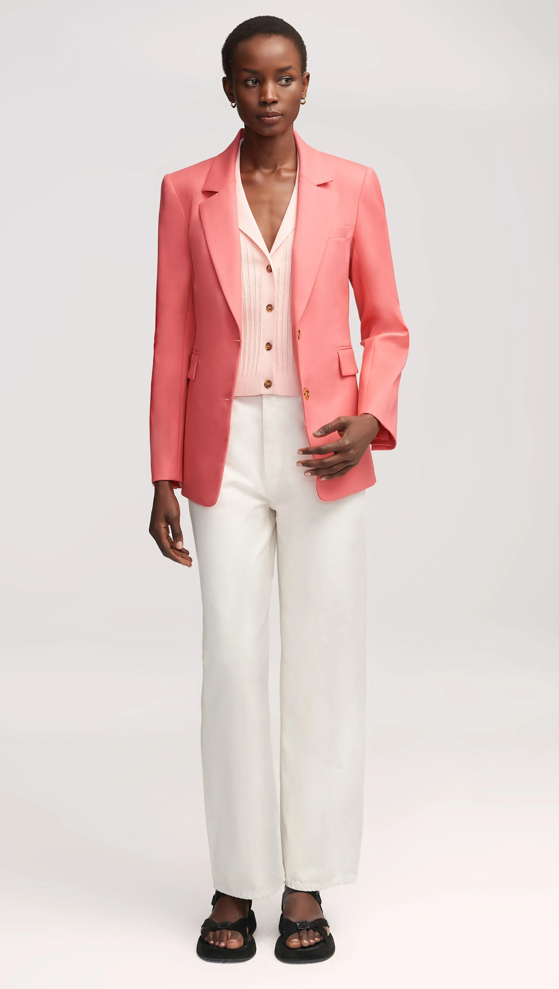 Two-Button Blazer in Seasonless Wool | Salmon