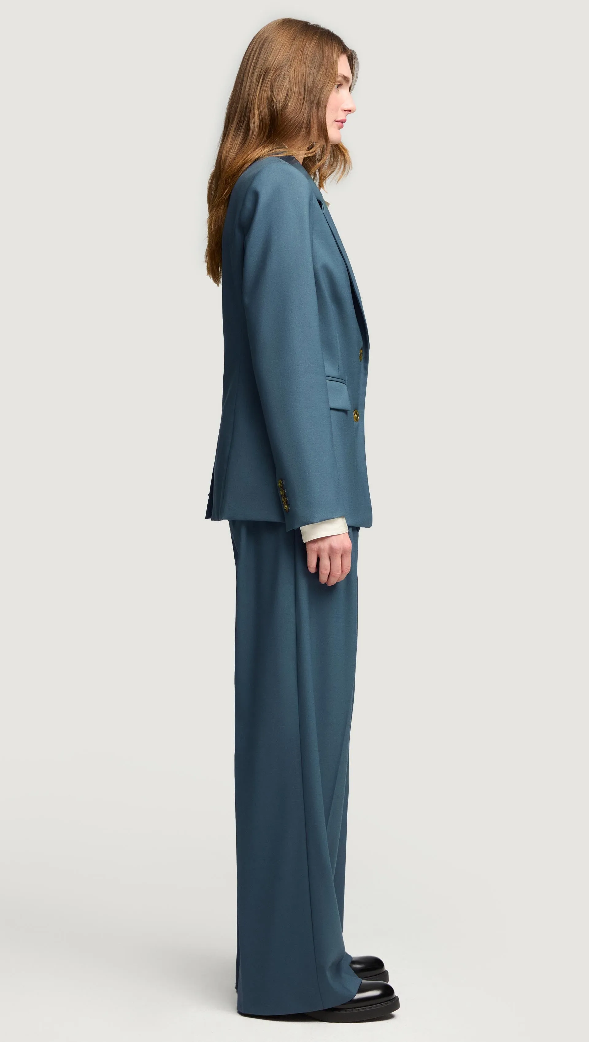 Two-Button Blazer in Seasonless Wool | Stone Blue