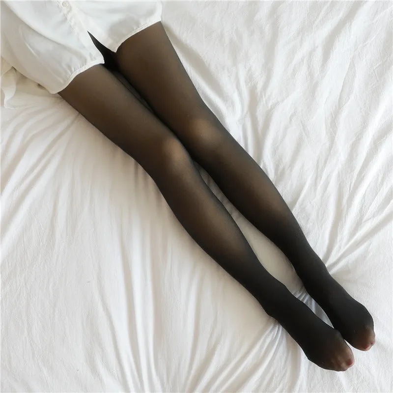 Unique Fake Translucent Leggings Tights Fall And Winter Warm Fleece
