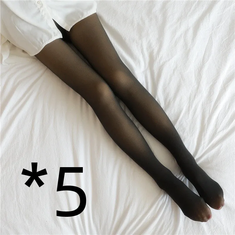 Unique Fake Translucent Leggings Tights Fall And Winter Warm Fleece