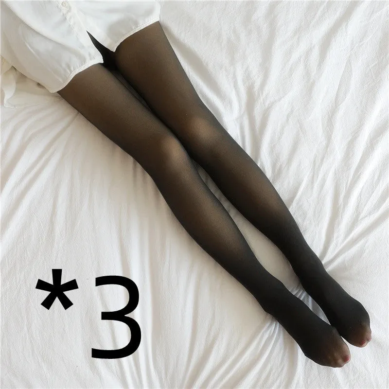 Unique Fake Translucent Leggings Tights Fall And Winter Warm Fleece