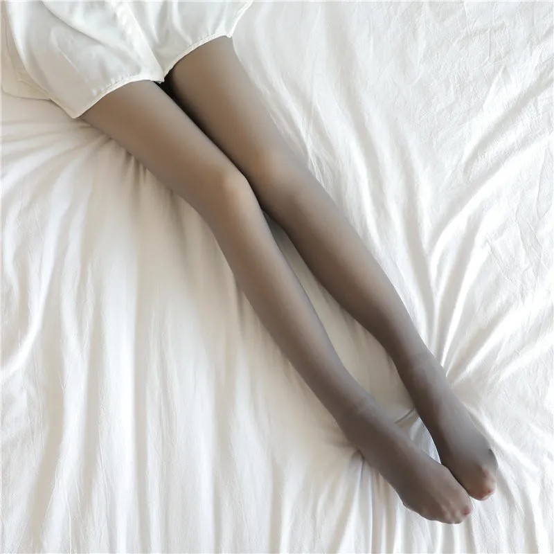 Unique Fake Translucent Leggings Tights Fall And Winter Warm Fleece