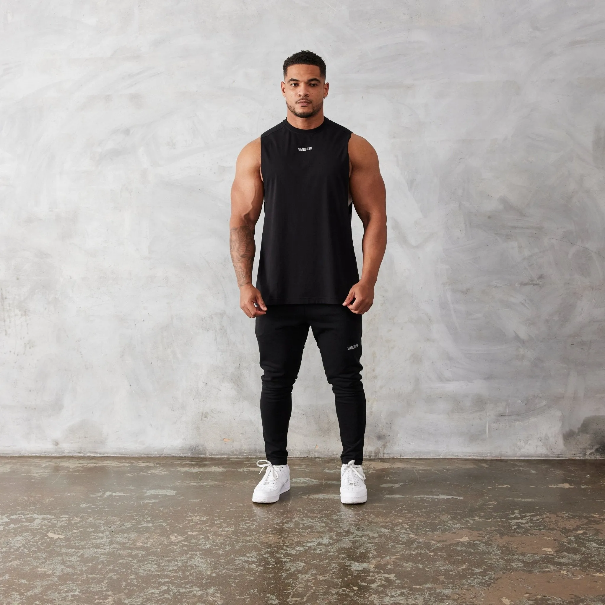 Vanquish Essential Black Oversized Sleeveless T Shirt
