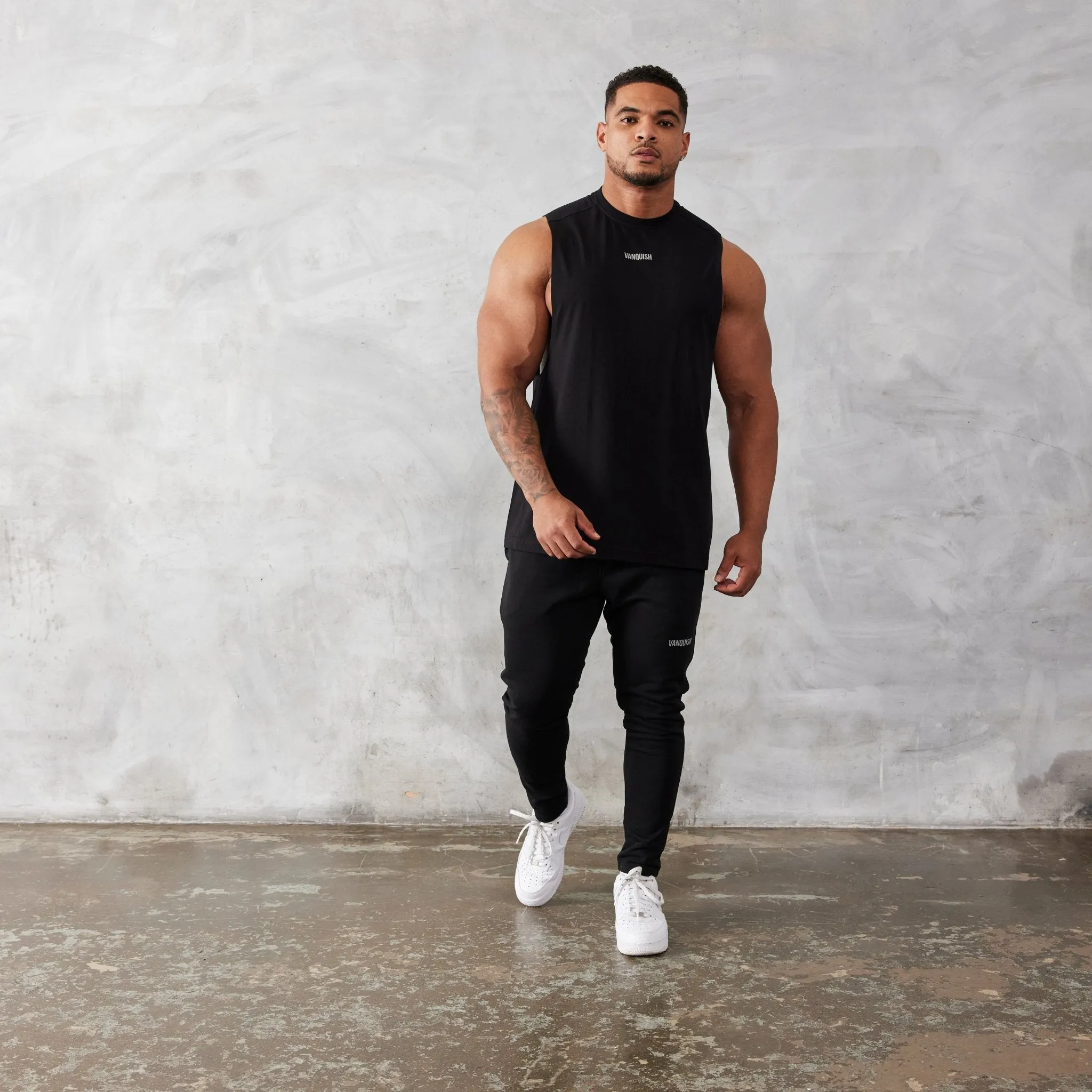 Vanquish Essential Black Oversized Sleeveless T Shirt