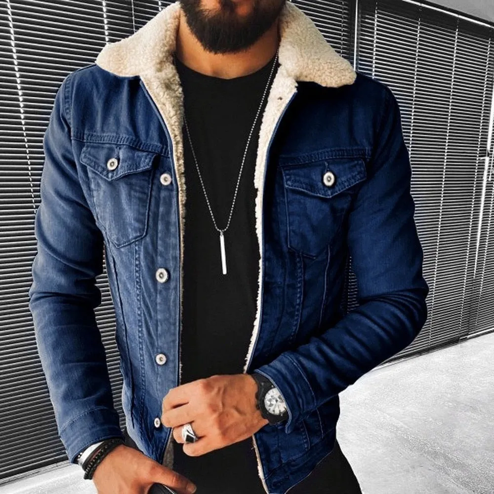 West Louis Motorcycle Style Cotton Padded Denim Jacket