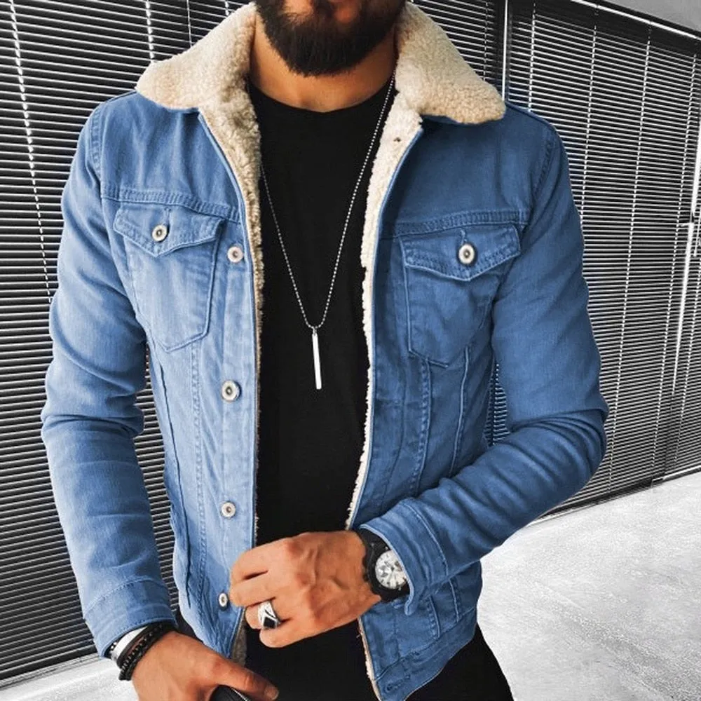West Louis Motorcycle Style Cotton Padded Denim Jacket