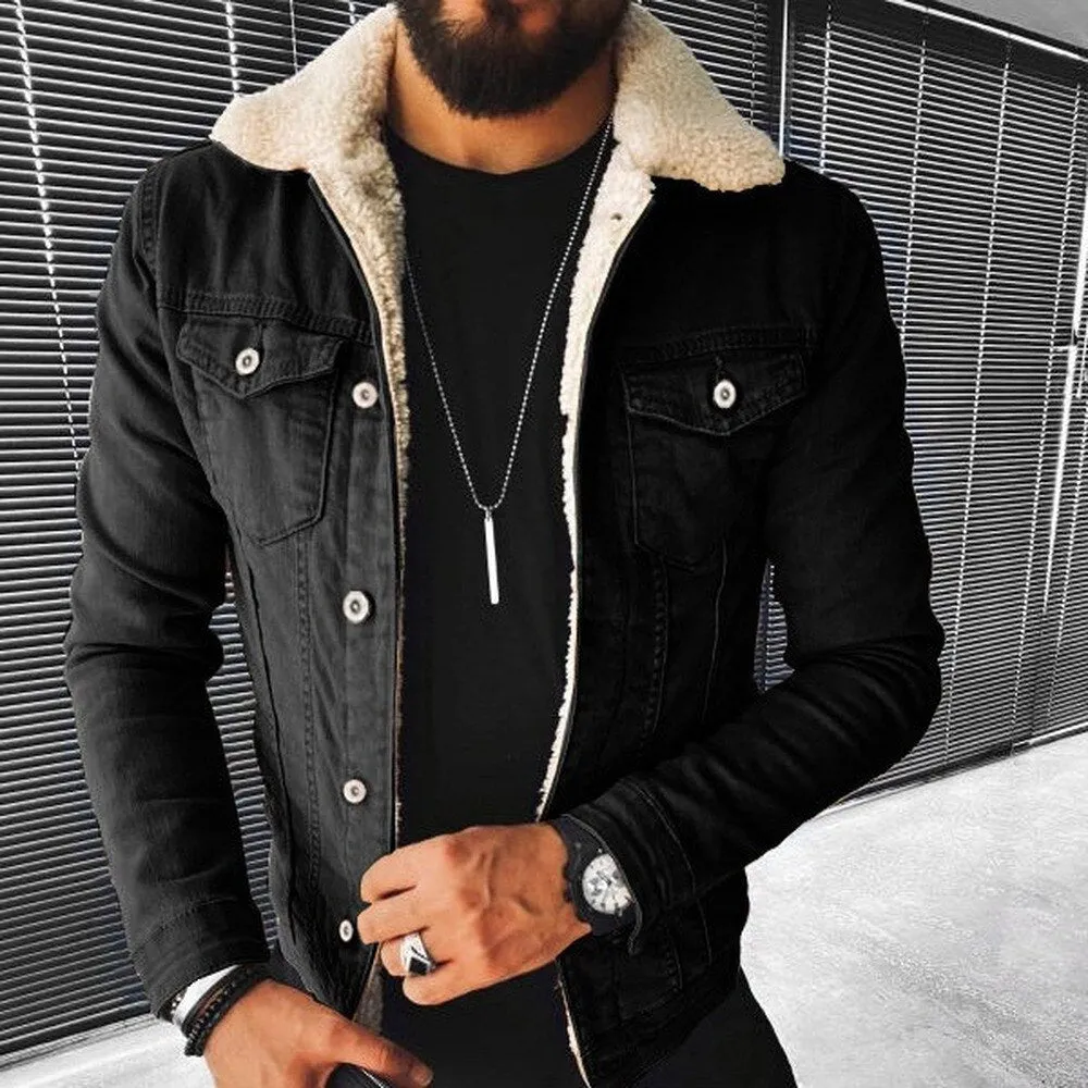 West Louis Motorcycle Style Cotton Padded Denim Jacket