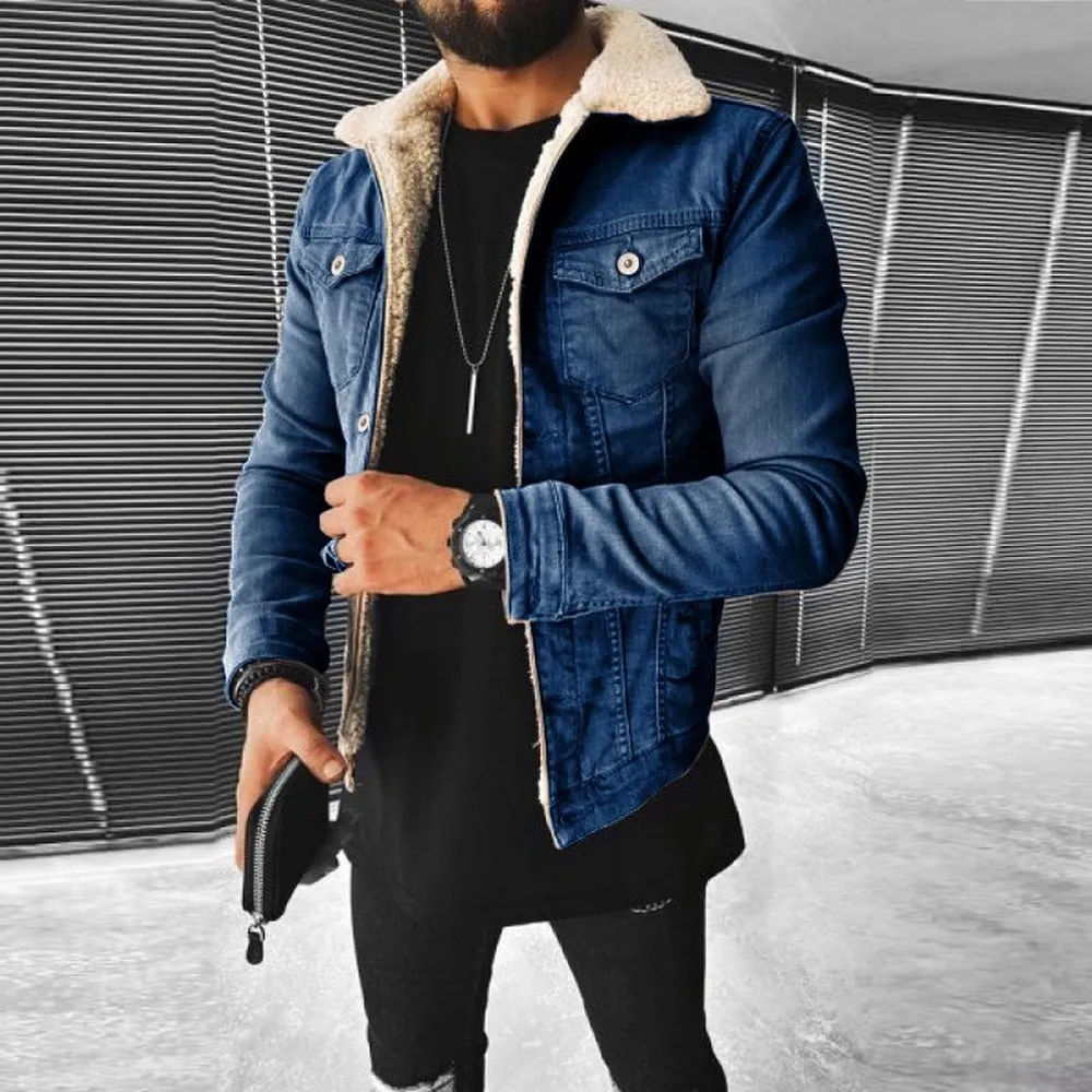 West Louis Motorcycle Style Cotton Padded Denim Jacket