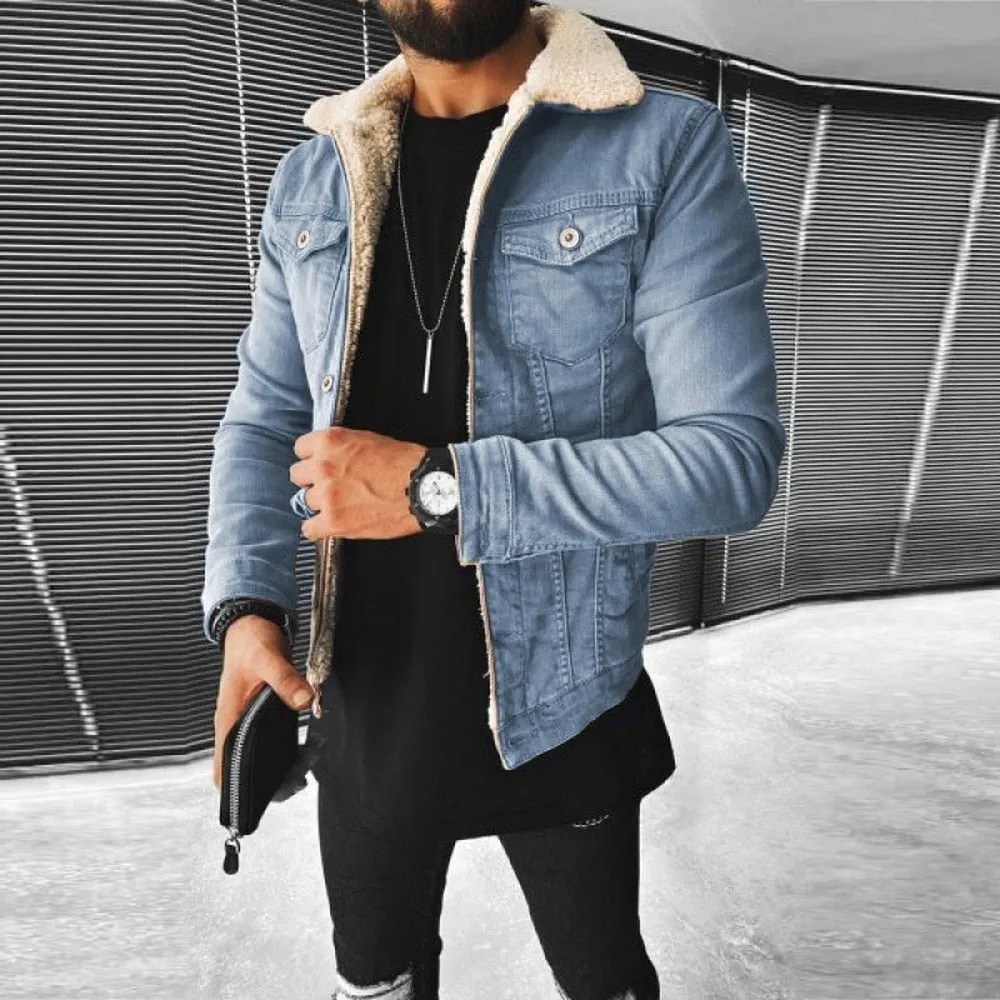 West Louis Motorcycle Style Cotton Padded Denim Jacket