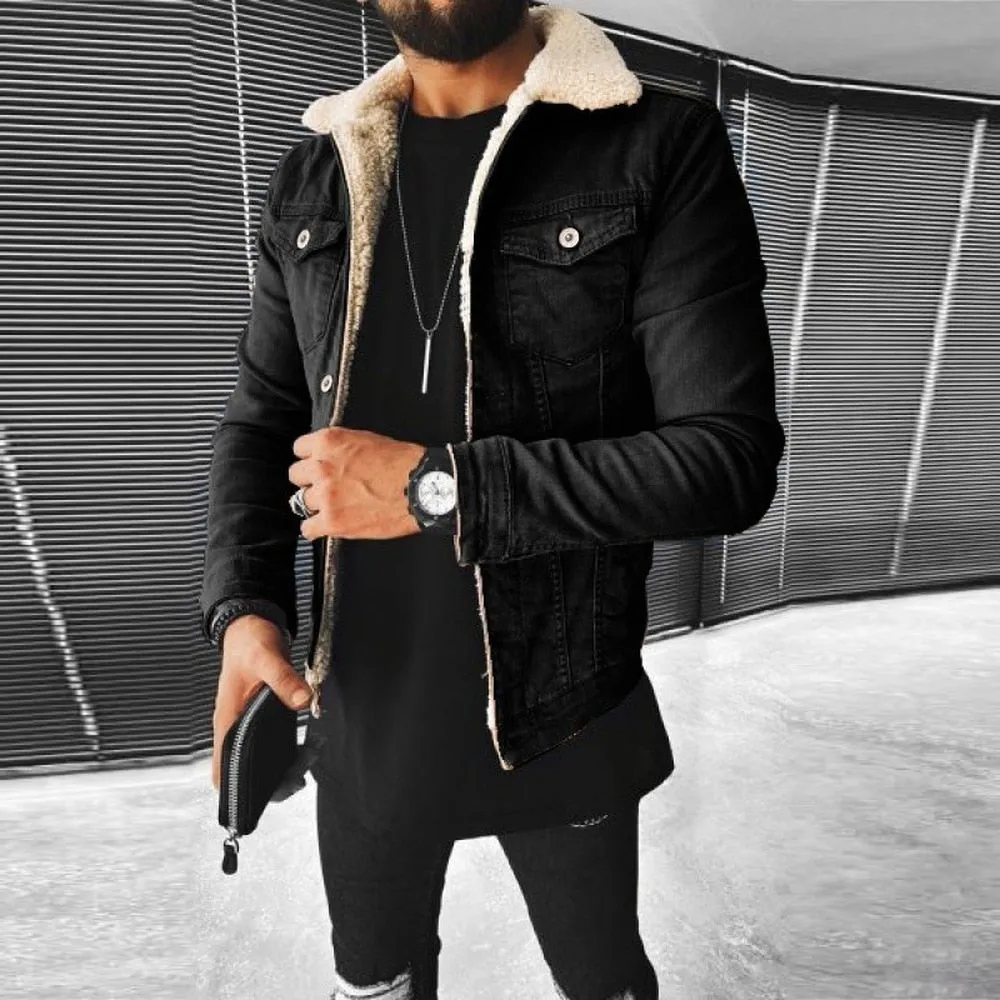 West Louis Motorcycle Style Cotton Padded Denim Jacket