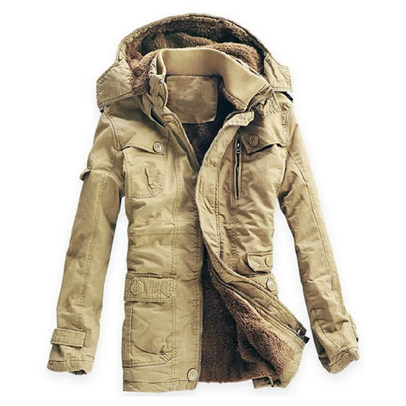 West Louis Warm Cotton-Padded Fleece Parka