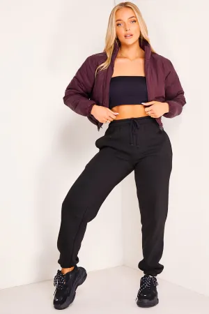 Winnie Burgandy Cropped Padded Jacket