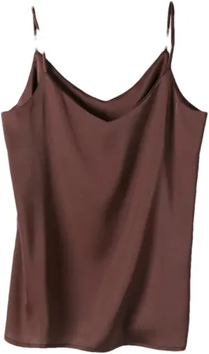 Women's Sexy Satin Cropped Top V Neck Bandeau Top Basic Camisole Summer Sleeveless Tank Top