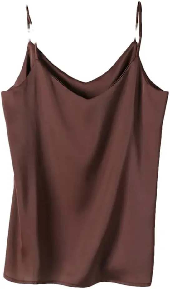 Women's Sexy Satin Cropped Top V Neck Bandeau Top Basic Camisole Summer Sleeveless Tank Top