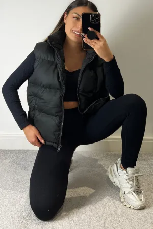 Yolanda Black Cropped Hood Padded Gilet